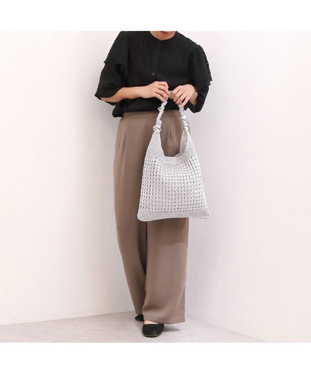 UNBILLION カシュカシュ cachecache / メタリックコードフリルハンドルトート シルバー