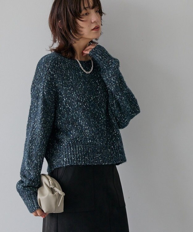 AMERICAN HOLIC ラメmixネップニットプルオーバー Navy