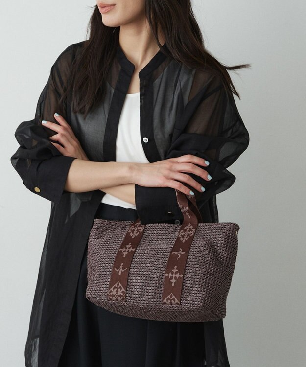 russet ナイロンラフィアデイリーミニトートバッグ(CE-1712) D.Brown