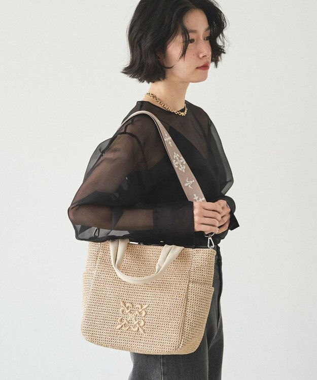 russet ナイロンラフィア2WAYトートバッグ(CE-1711) Ivory