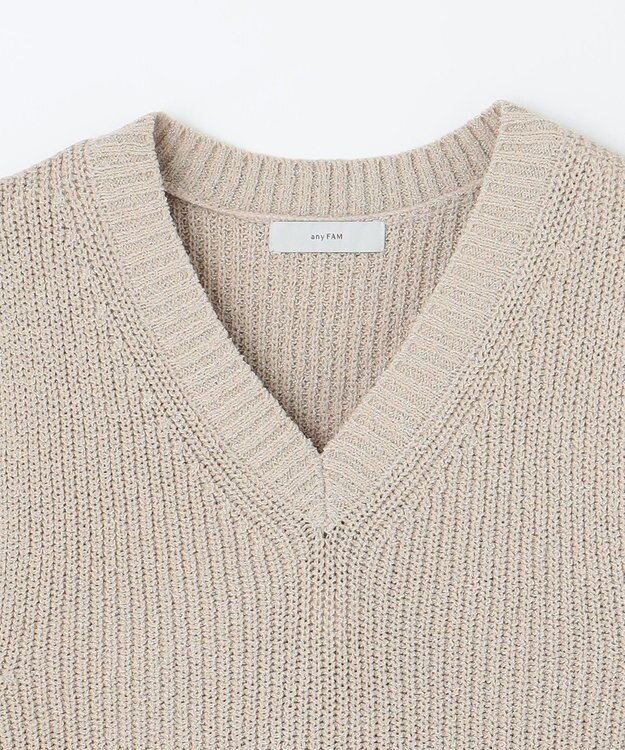 ANY Vネックラメニットベスト ライトベージュ×シルバーラメ