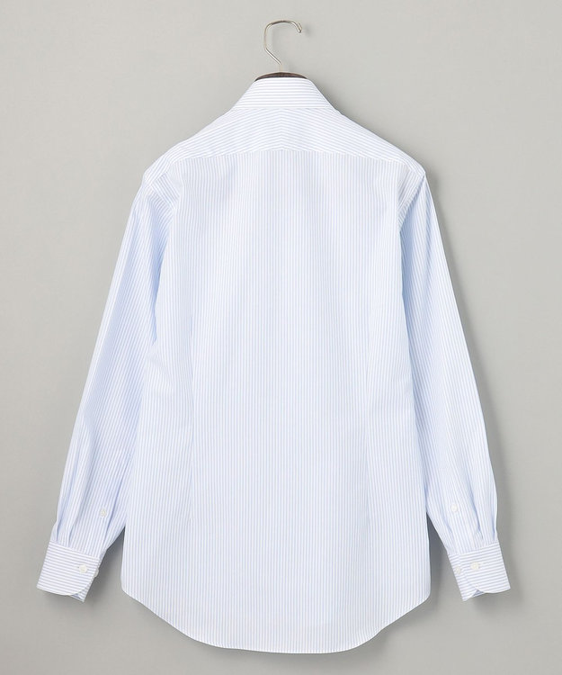 GOTAIRIKU 【形態安定】プレミアムプリーツシャツ＿ワイドカラーストライプ サックスブルー系1