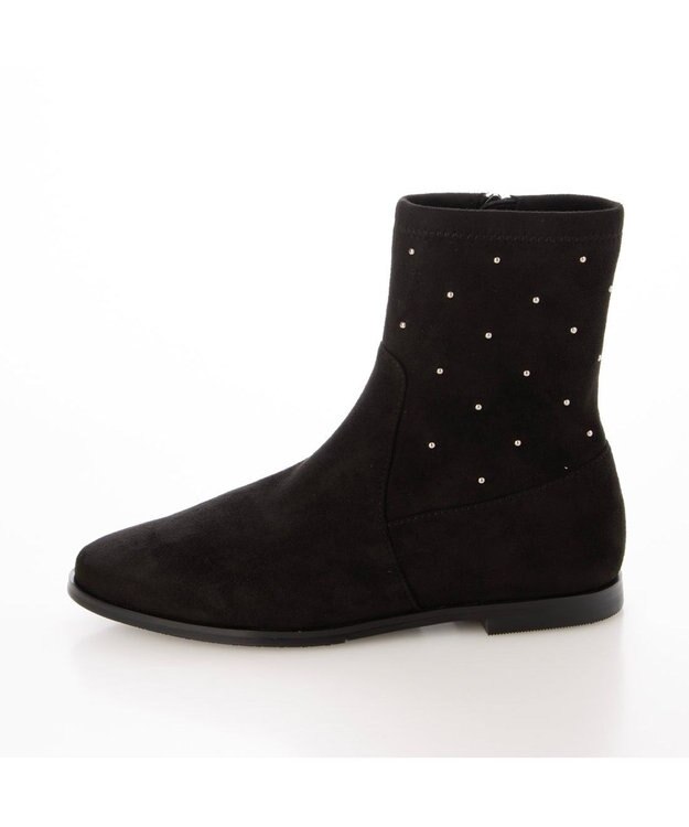 Riz raffinee <Riz raffinee>スタッズ付インヒールブーツ ブラックスエード