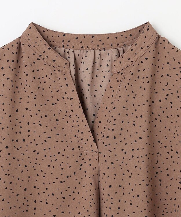 ANY ドルマンスキッパードットブラウス モカ系