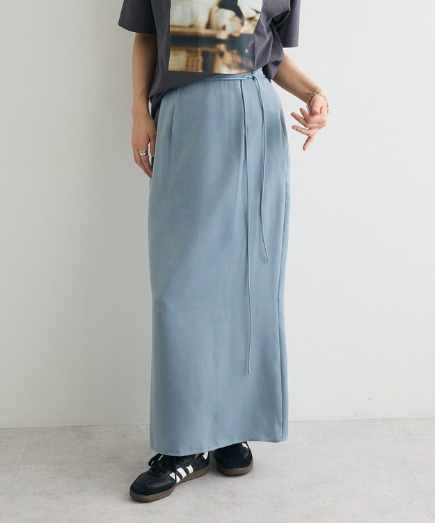 CRAFT STANDARD BOUTIQUE ダルサテンIラインスカート Blue Green