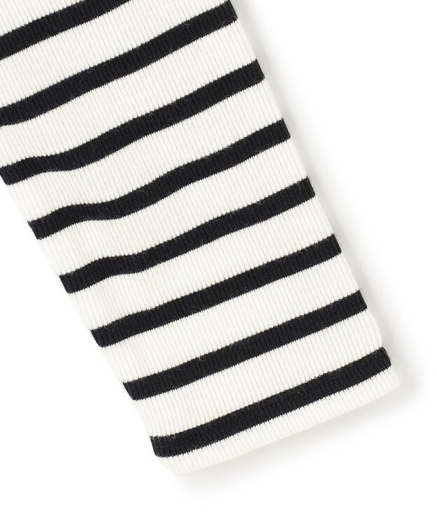 23区 L 【洗える】オーガニックコットンリブ クルーネック カットソー ブラックボーダー