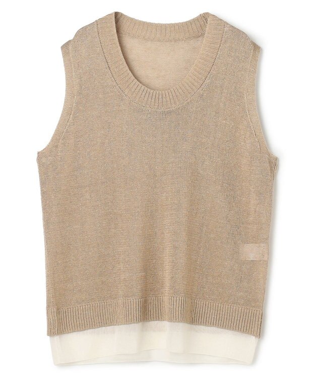 BEIGE， MORION / リネン レイヤードニット Flax×Ecru