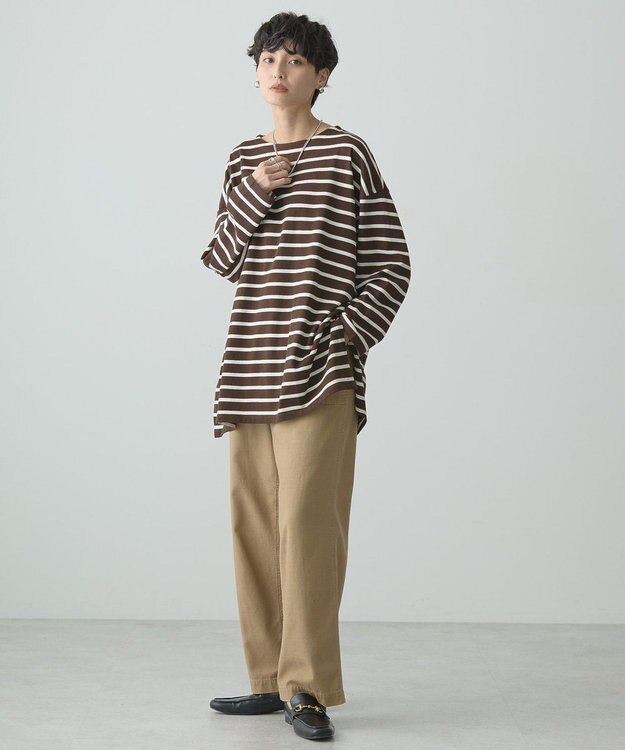 AMERICAN HOLIC ボーダーカットＢＩＧプルオーバー Brown