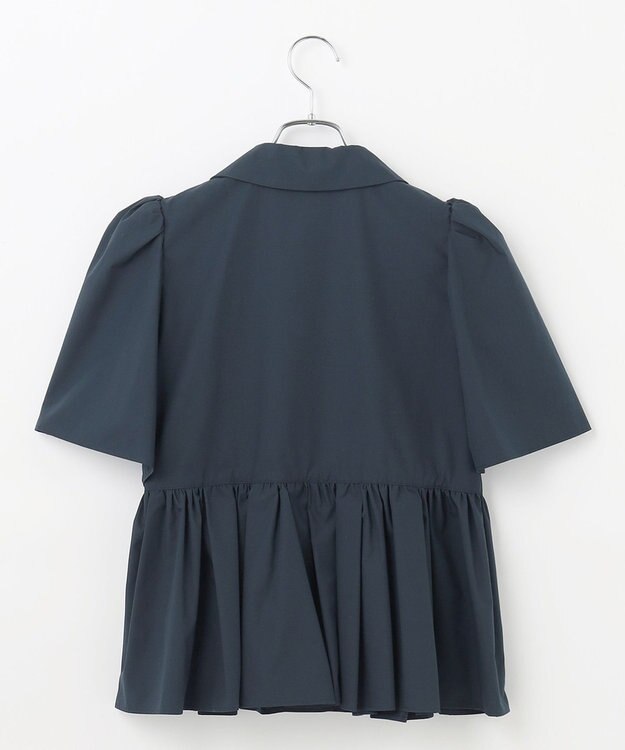 #Newans 【セレモニーにも】オープンカラーペプラムブラウス ネイビー