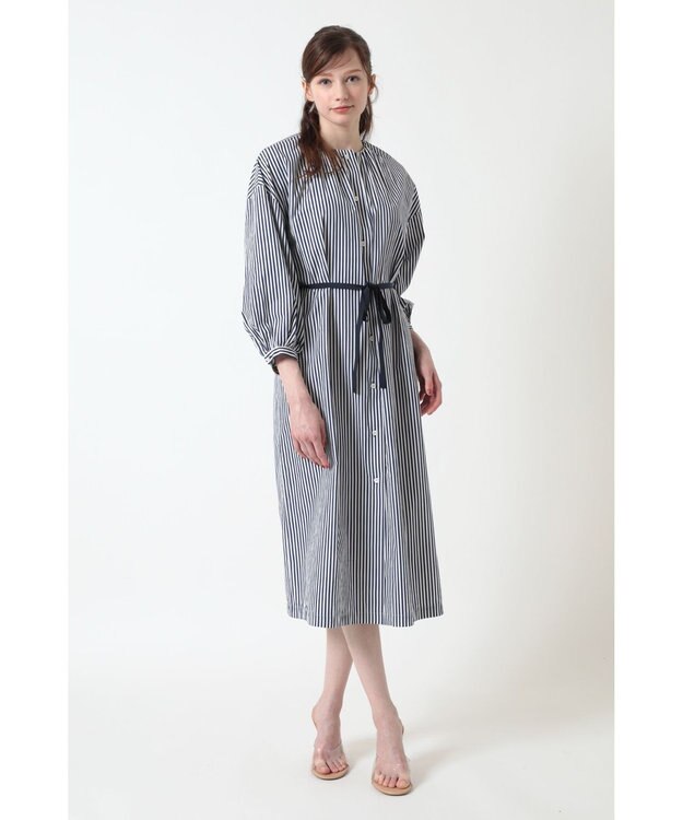 DAKS コットン ギャザーワンピース ネイビー