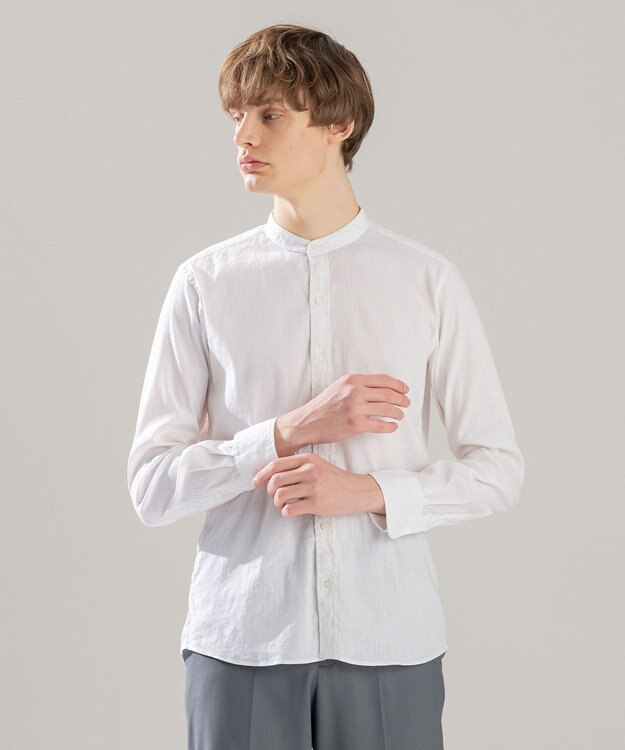 JOSEPH HOMME リネンストレッチブロード　長袖ＢＡＮＤ ホワイト系