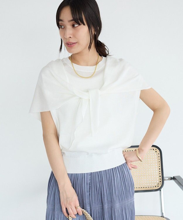 CRAFT STANDARD BOUTIQUE 【2点SET】ストール付きノースリーブニットプルオーバー Off White