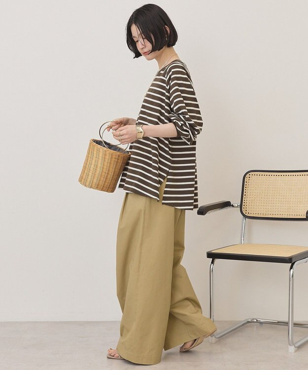 AMERICAN HOLIC フレアラグランボーダーロンＴ Brown