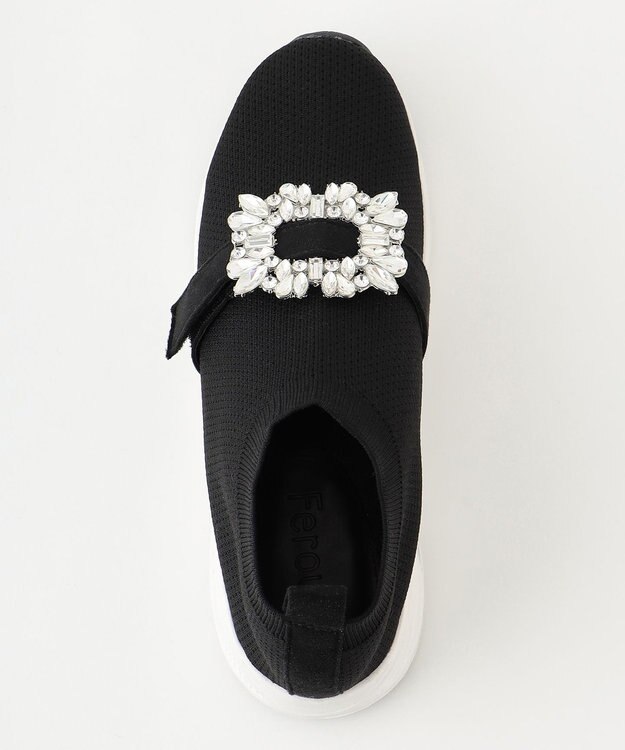 Feroux ビジュー付きニット スニーカー ブラック系