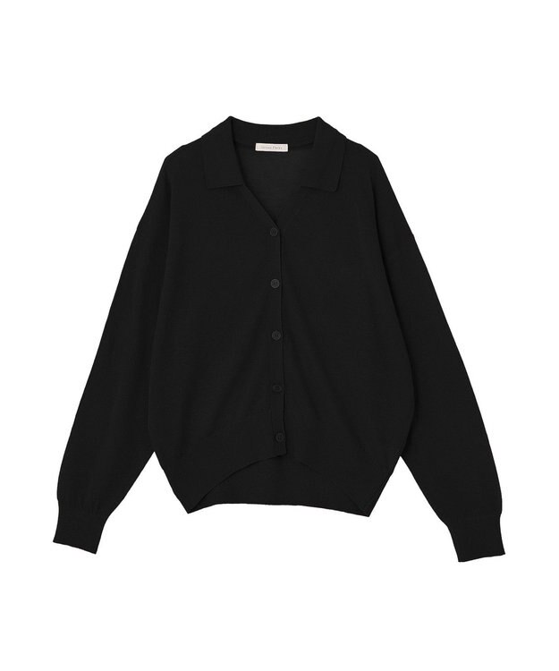 Green Parks 衿付きニットカーディガン Black