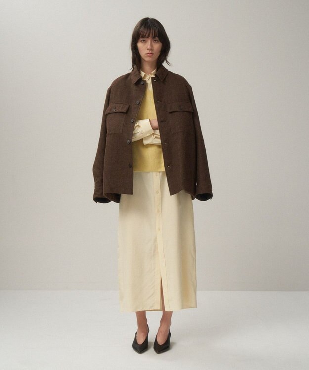 ATON ALPACA HOUND TOOTH | CPOジャケット - UNISEX BROWN