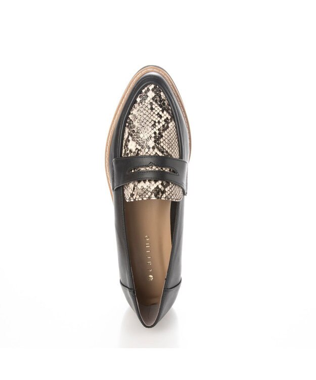 MODE ET JACOMO <carino>【レイン】ポインテッドコインローファー ブラックコンビ