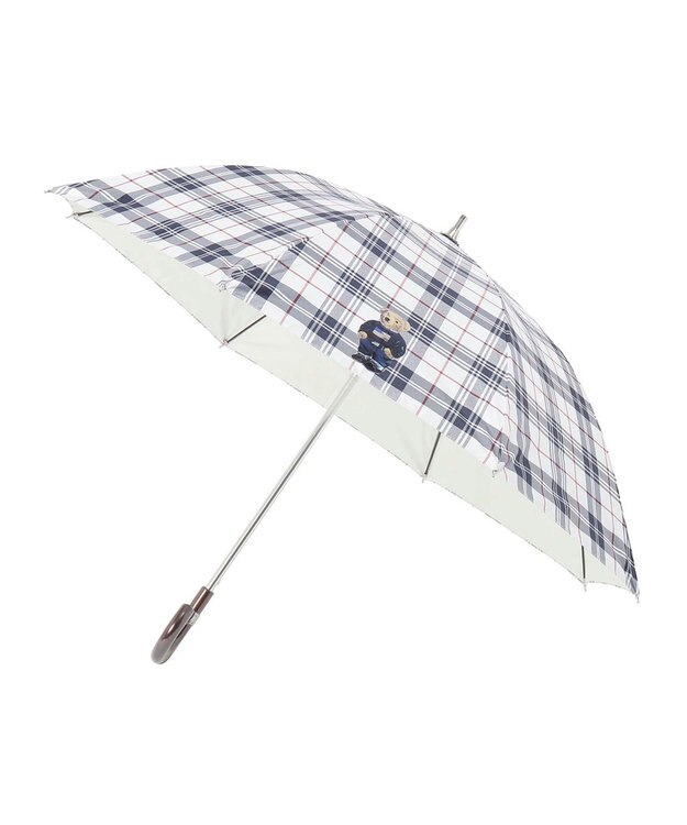 MOONBAT 【軽量】POLO RALPH LAUREN 晴雨兼用日傘 長傘 チェック／遮光 遮熱 UV オフホワイト