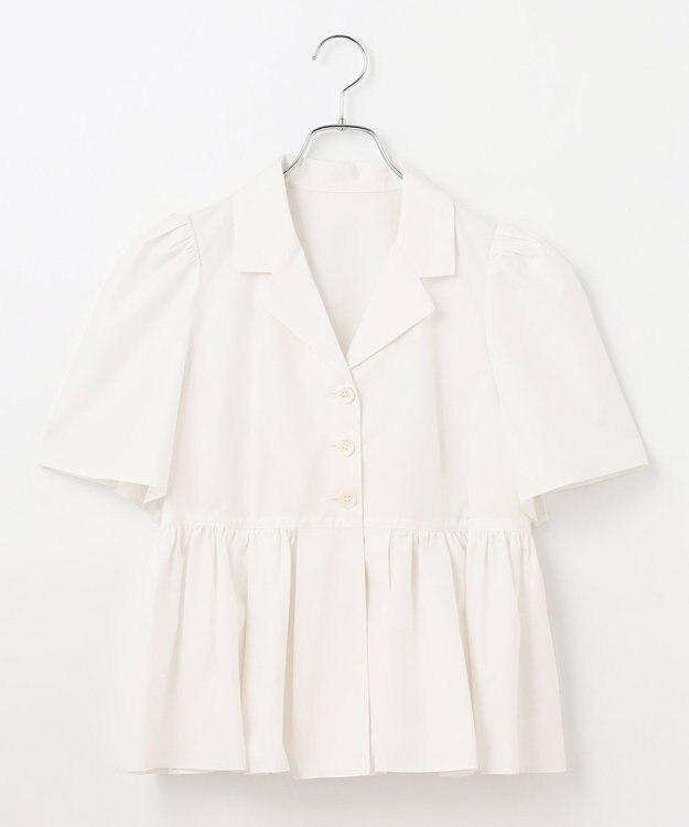 #Newans 【セレモニーにも】オープンカラーペプラムブラウス ホワイト