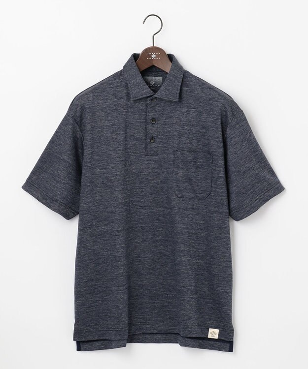 JOSEPH ABBOUD MOUNTAIN 【SPACE／UNISEX】リネンハニカム ポロシャツ ダルブルー系