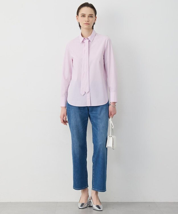 ICB 【先行予約・2WAY】 クリーンブロード タイ付きシャツ ライトピンクストライプ