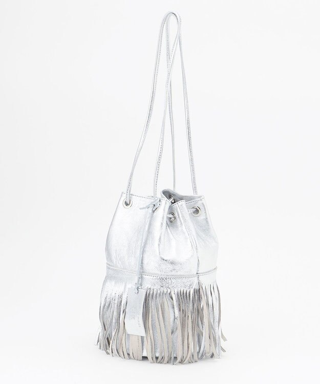 23区 MARCO MASI レザー フリンジ 巾着 バッグ シルバー系