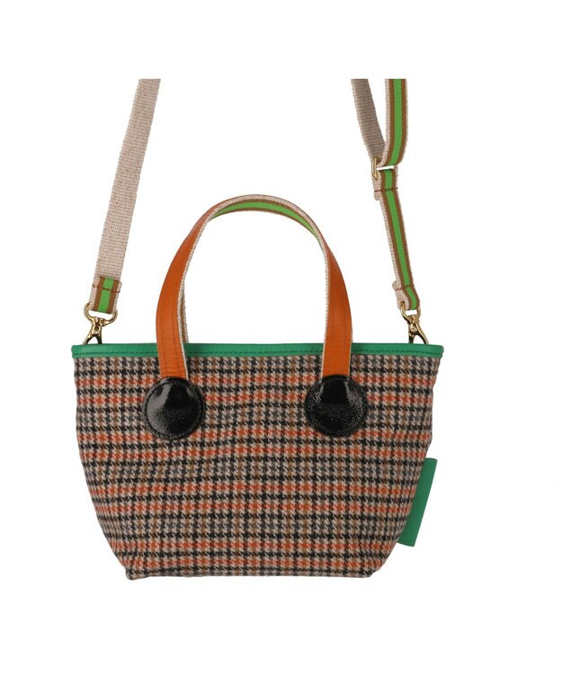 tsumori chisato CARRY ウールチェック ハンドバッグ ミニバッグ オレンジ