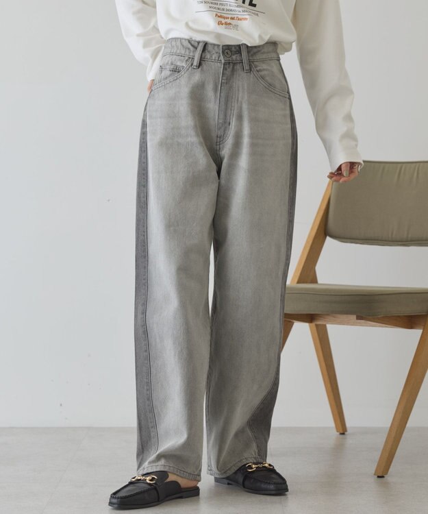 AMERICAN HOLIC カーブデニムパンツ Gray