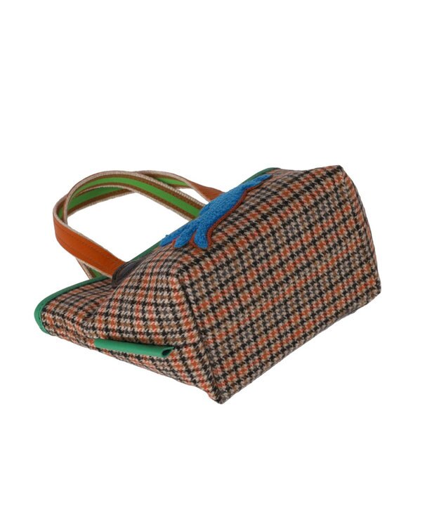 tsumori chisato CARRY ウールチェック ハンドバッグ ミニバッグ オレンジ