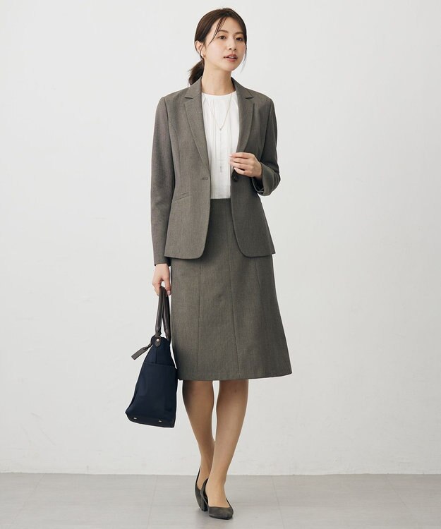 J.PRESS LADIES L 【洗える】T/Rアルガンシルク フレア スカート ブラウン系