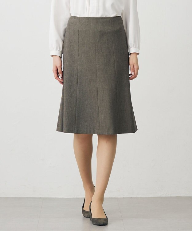 J.PRESS LADIES L 【洗える】T/Rアルガンシルク フレア スカート ブラウン系