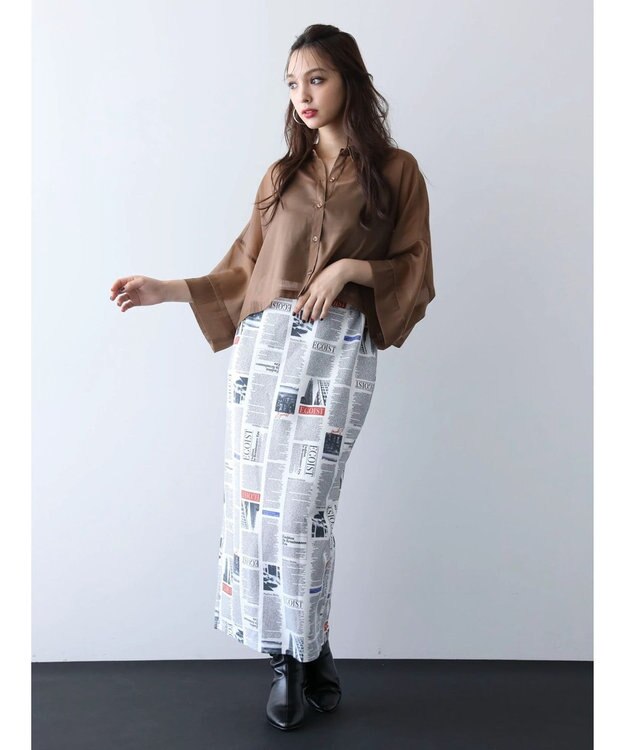 Green Parks ＥＧＯＩＳＴ　マガジンプリントスカート Off White