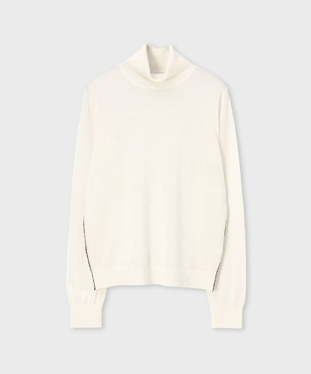 Paul Smith ドレープウール ストライプ タートルネック ニット オフホワイト