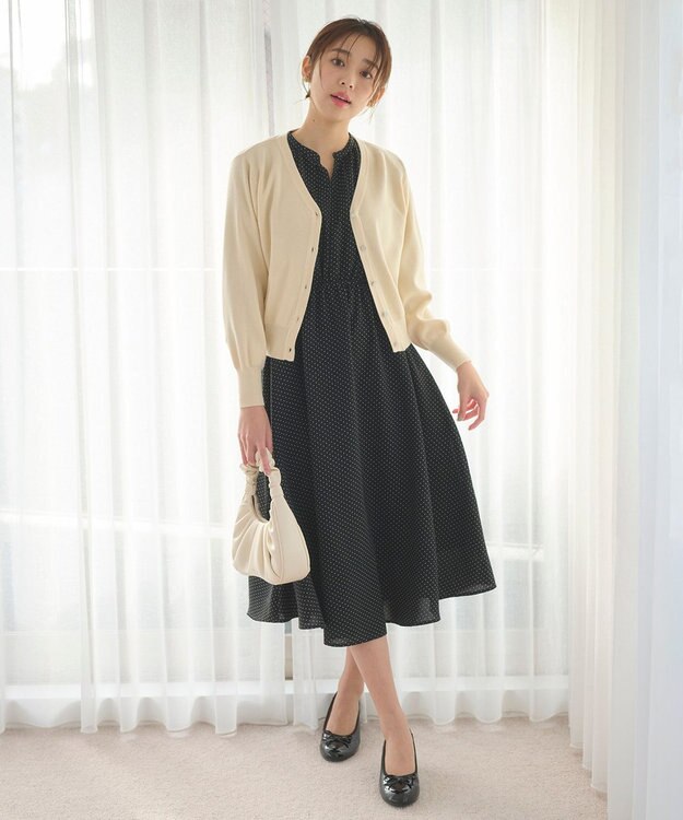 Feroux 【洗える】ビジューボタン2WAY カーディガン クリーム系