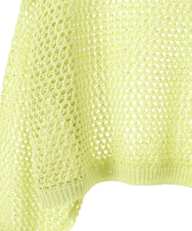 earth music&ecology スパンコールメッシュニットプルオーバー Lime Green