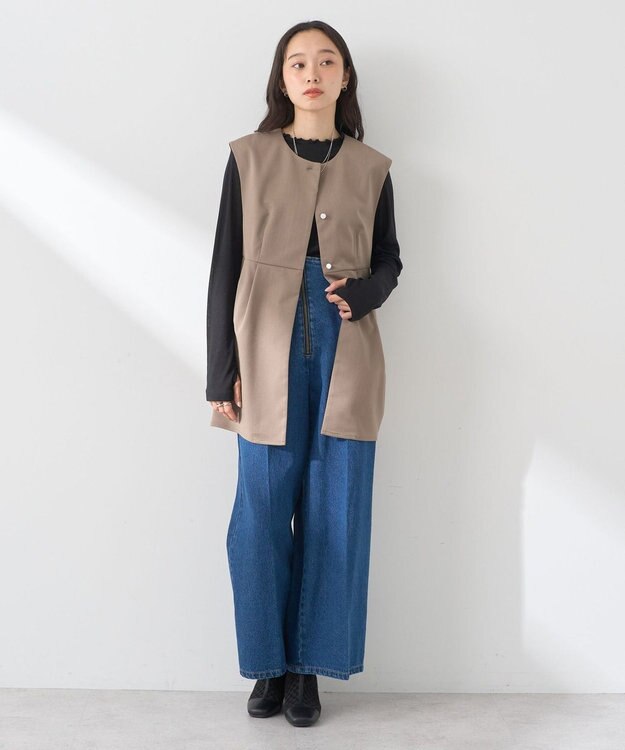 earth music&ecology フロントジップデニムパンツ Medium Indigo