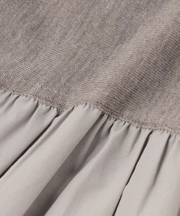 23区 L 【洗える】ギャザーコンビ ニットワンピース ベージュ系