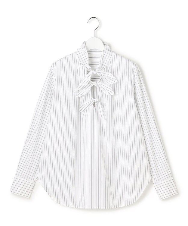 23区 【GOLD LABEL】コットンニドム リボンデザイン ブラウス オフストライプ