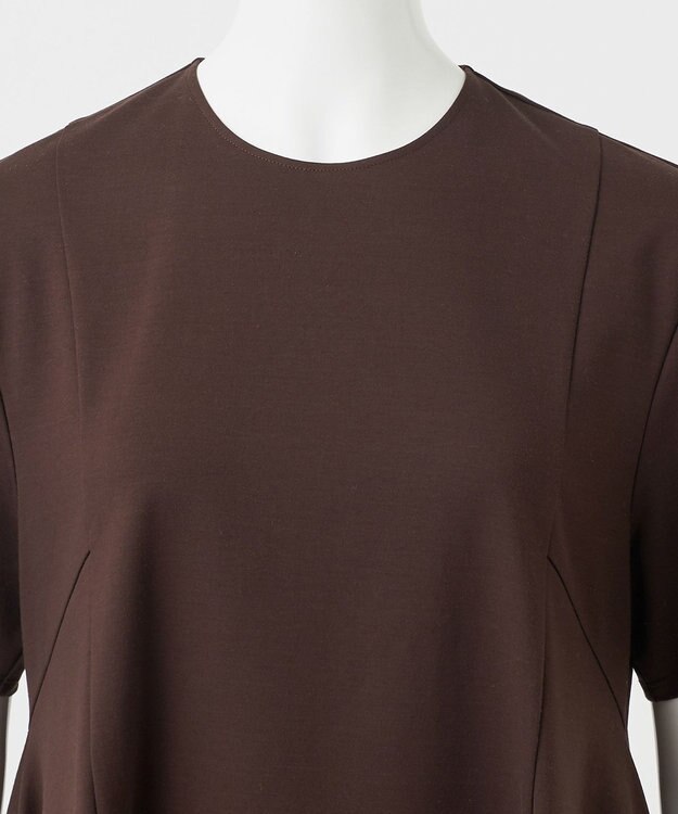 23区 L 【R(アール)】ラスターシルケットポンチ ハンカチヘム ワンピース ダークブラウン系