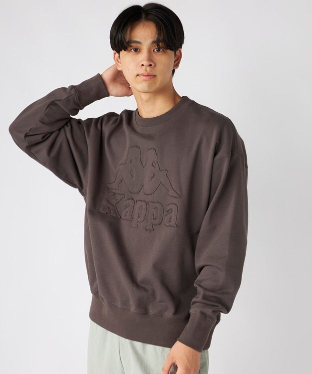 OP／FILA 【Kappa】オーバーサイズ ヘビーウェイトクルースウェット チャコールグレー