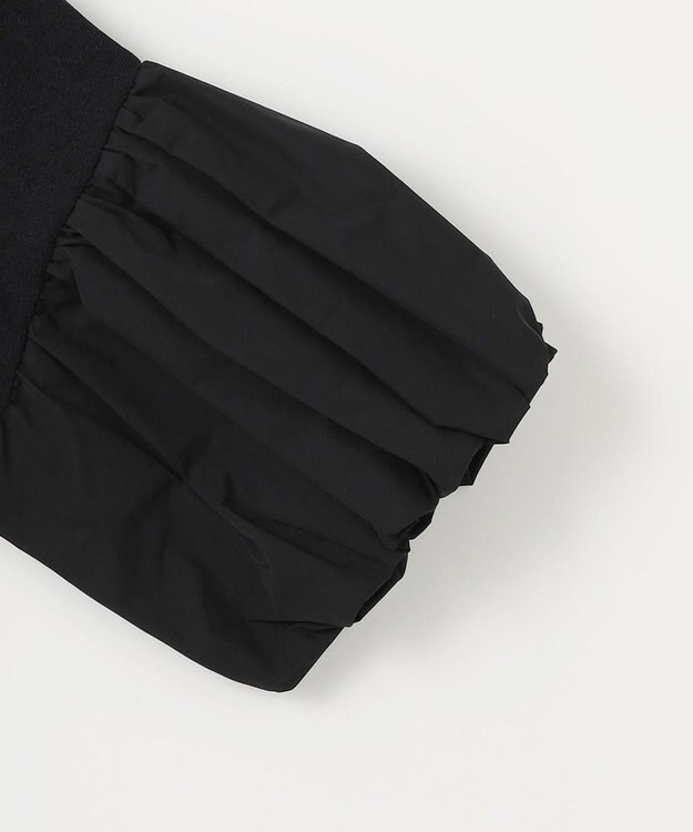 組曲 ストレッチクリアパフ袖 ニット ブラック系