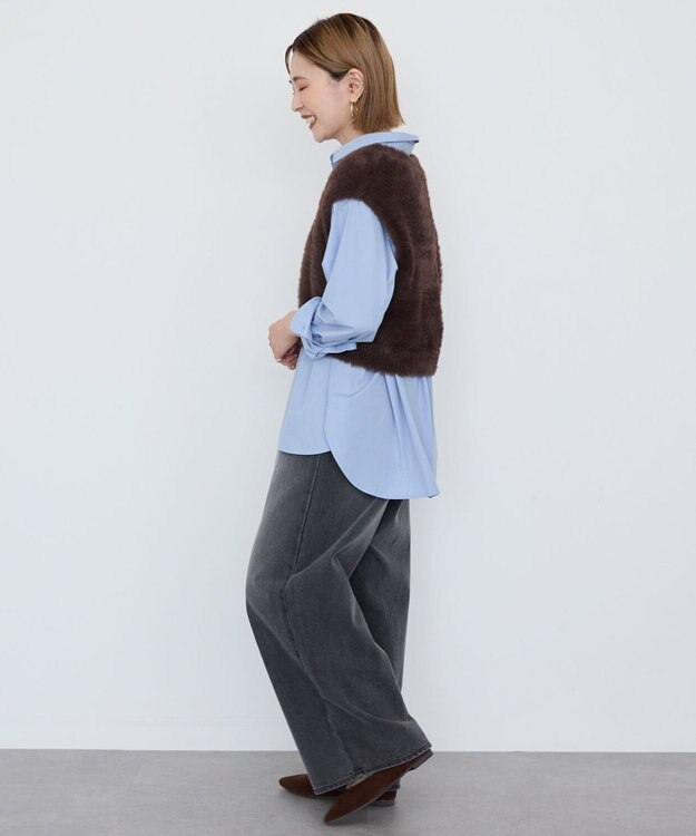 AMERICAN HOLIC 【選べる丈】シャギーニットベスト Brown