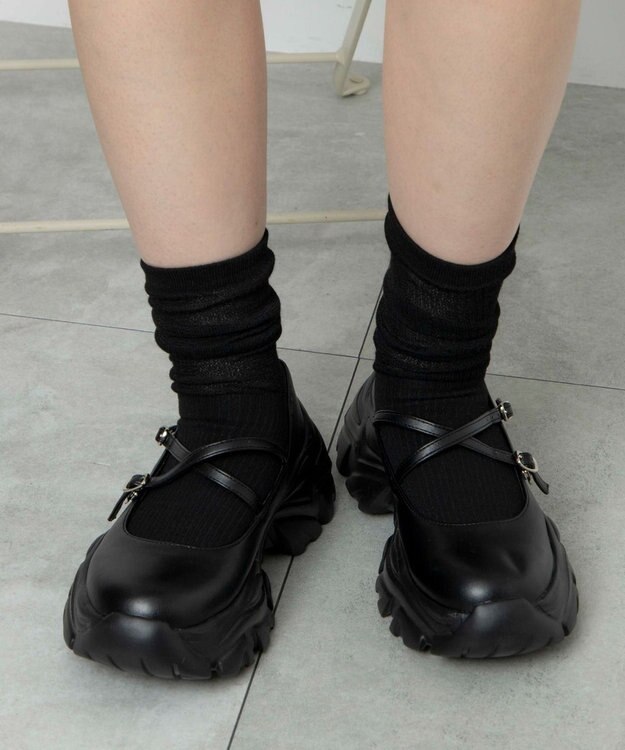 WEGO ゆるリブクシュクシュソックス ブラック