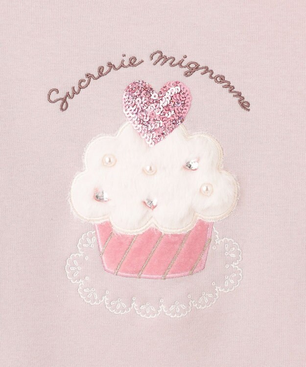 ANY KIDS 裏シャギー アップリケ トレーナー ミルクティー×カップケーキ