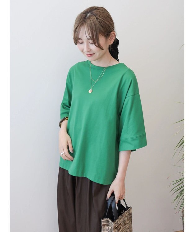 AMERICAN HOLIC 接触冷感ＳＺ５分袖カットプルオーバー Green