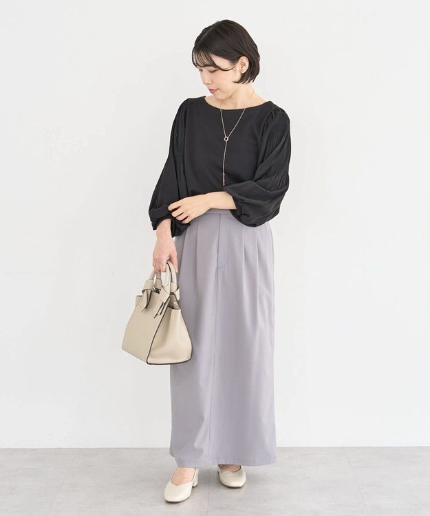 Green Parks イージーケアタック入りスカート Gray