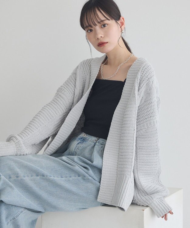 earth music&ecology マットモールカーディガン Light Gray
