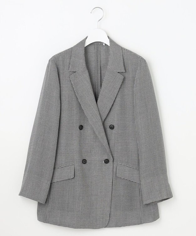 自由区 L 【洗える】ビエラチェックテーラード ジャケット ハウンドトゥース