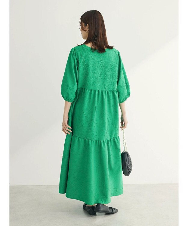 Green Parks ■ＥＳＣＡＲ　エンボスティアードワンピース Green
