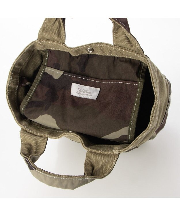 UNBILLION cachecache 製品洗いキャンバス×ナイロントートS カモフラカーキ